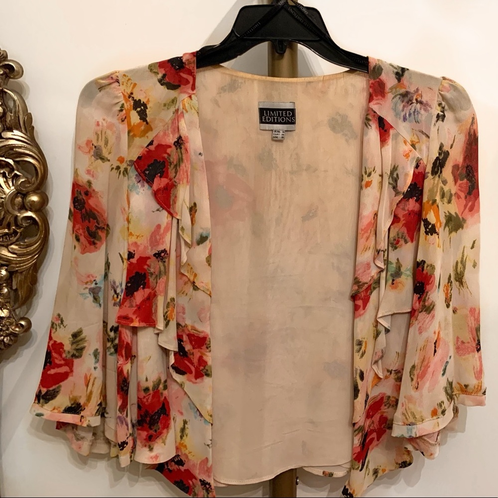 Floral chiffon cardigan/shirt! Perfect condition!
